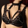 Women Bondage Body Harness Lingerie Goth Crop Tops Leather Bra Cage BDSM Collar Body Harness Belt Chain Slave Breasts Sex Toys