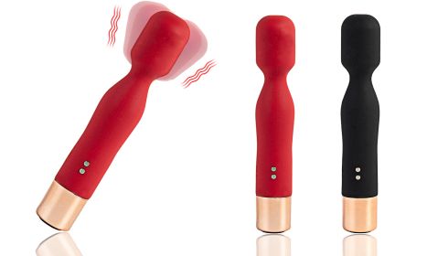 Wand Massager G-Spot Vibrator Clit Vibrator Powerful Stimulation IPX7 Waterproof (Color: Red)