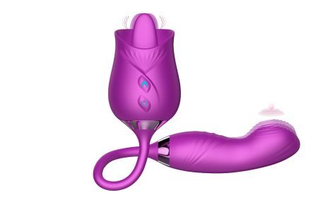 10-frequency 3 in 1 Tongue Licking Stimulus G Spot Telescopic Vibrator (Color: Purple)