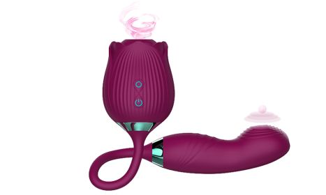 New Rose Series 4 Gen 3 in 1 Sucking stimulating G Spot Dildo Vibrator (Color: Purple)