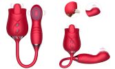 10-frequency 3 in 1 Tongue Licking Stimulus G Spot Telescopic Vibrator